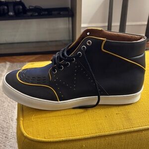 Alexander McQueen Black and Yellow High-Top Sneakers
